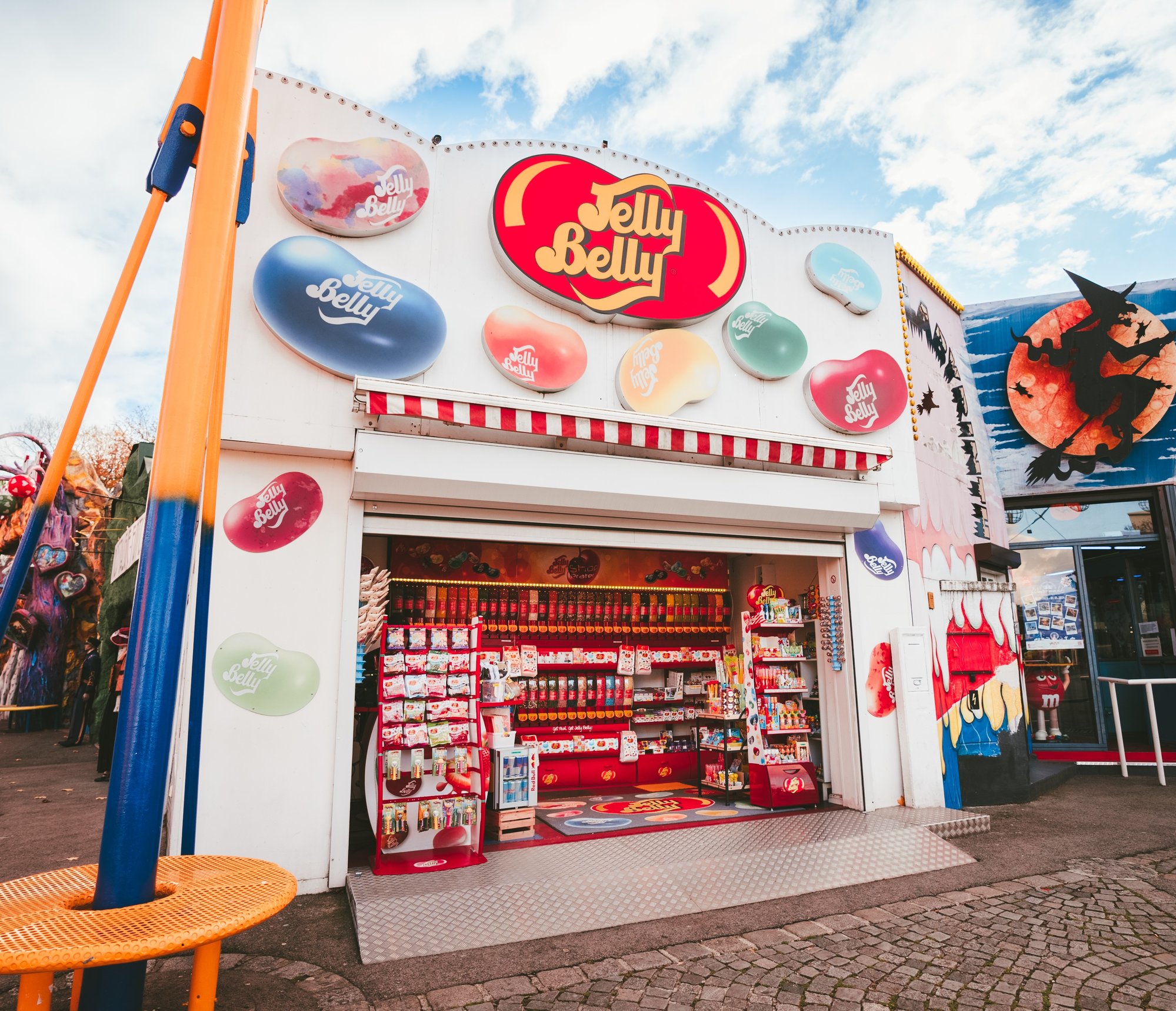 Der Jelly Belly Shop mit ein riesigen Auswahl an Jelly Belly's zum Naschen. Außenansicht.
